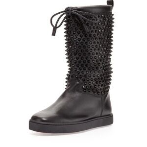 Christian Louboutin Sur La Pony Spiked Spike Napa Boots Black 38.5 Brand New